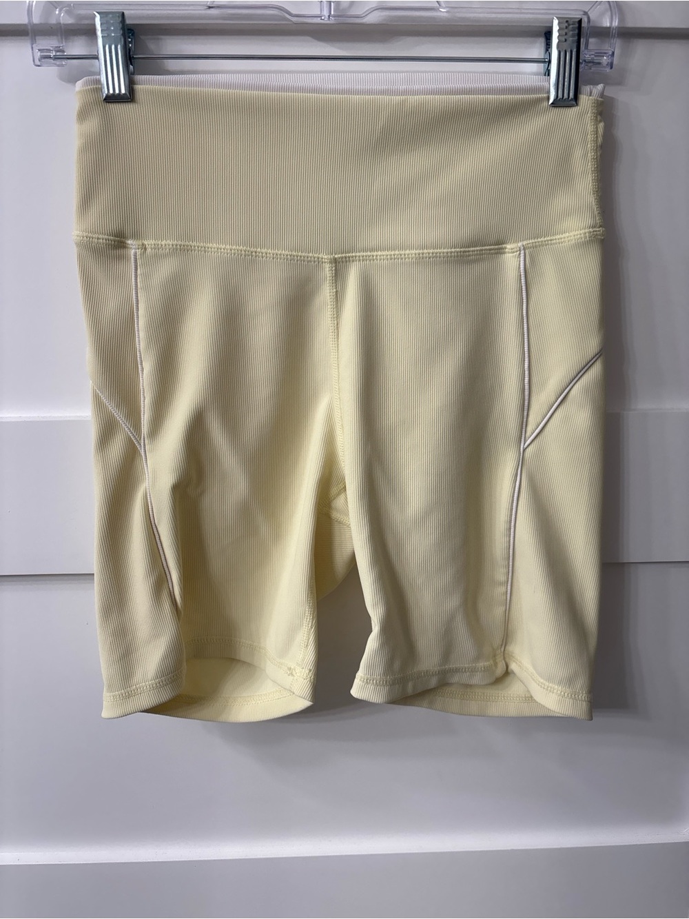 WILO Athleisure Gym Yoga High-Rise Bike Shorts in Pale Yellow